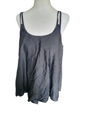 Unbranded Double-Strap Satin Tank Top Black sz XL